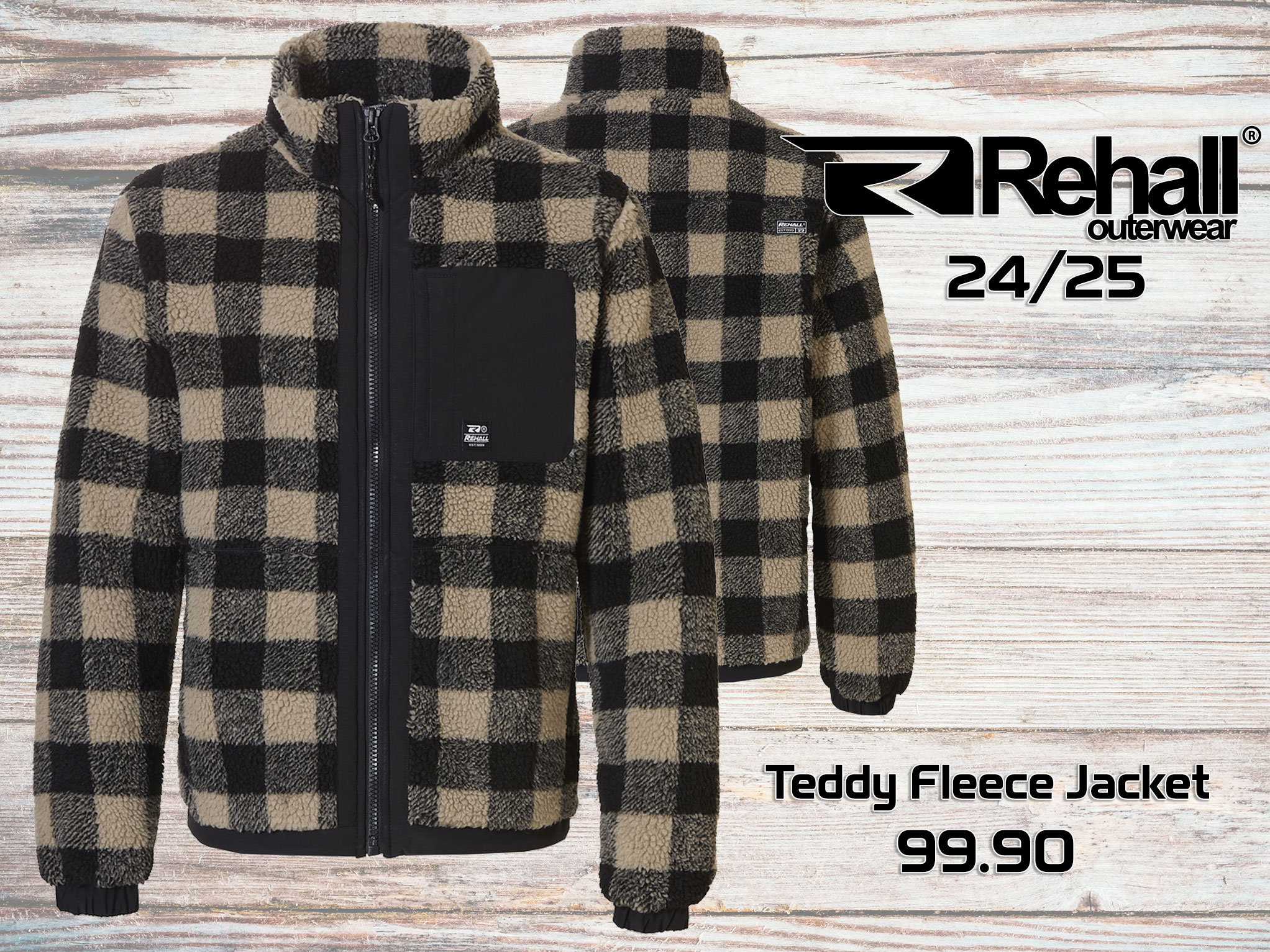 24 25 rh teaser teddy fleece jacket men black check